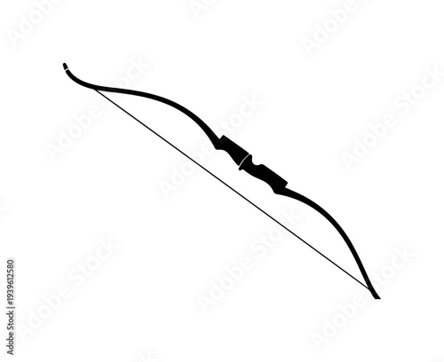 Vector black bow icon for sports, archery, or hunting designs