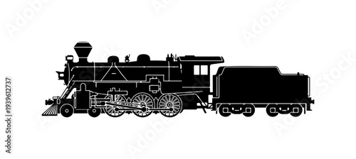 Black silhouette steam locomotive vector