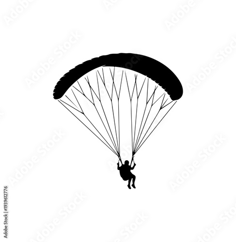 Vector silhouette of a paraglider in flight