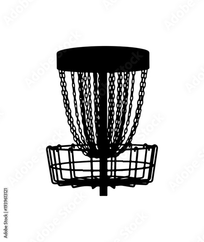 Vector silhouette of a disc golf basket