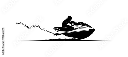 Vector silhouette of a person riding a jet ski