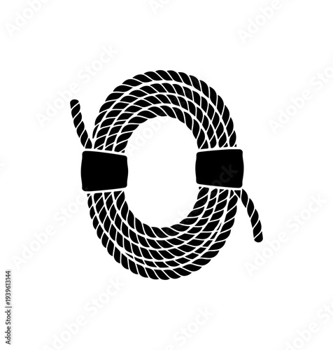 Vector rope coil icon, black and white
