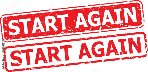Red Start Again Stamp Grunge Rubber Seal Vector