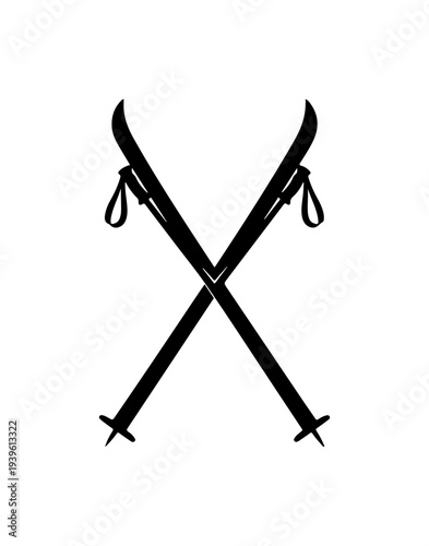 Vector illustration of crossed black skis