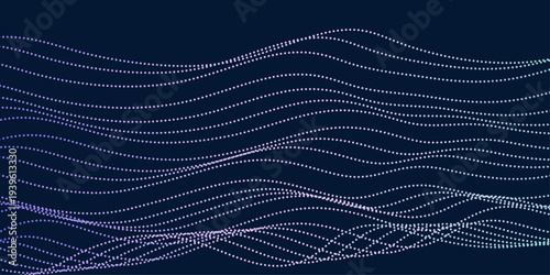 Modern flowing wavy lines with Futuristic technology concept. Particles dots background banner nice simple art. Abstract dynamic mesh Big data technology Vector grid illustration.