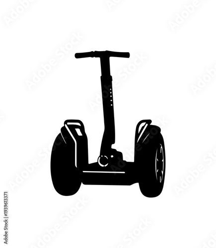 Vector black silhouette of a two-wheeled self-balancing scooter
