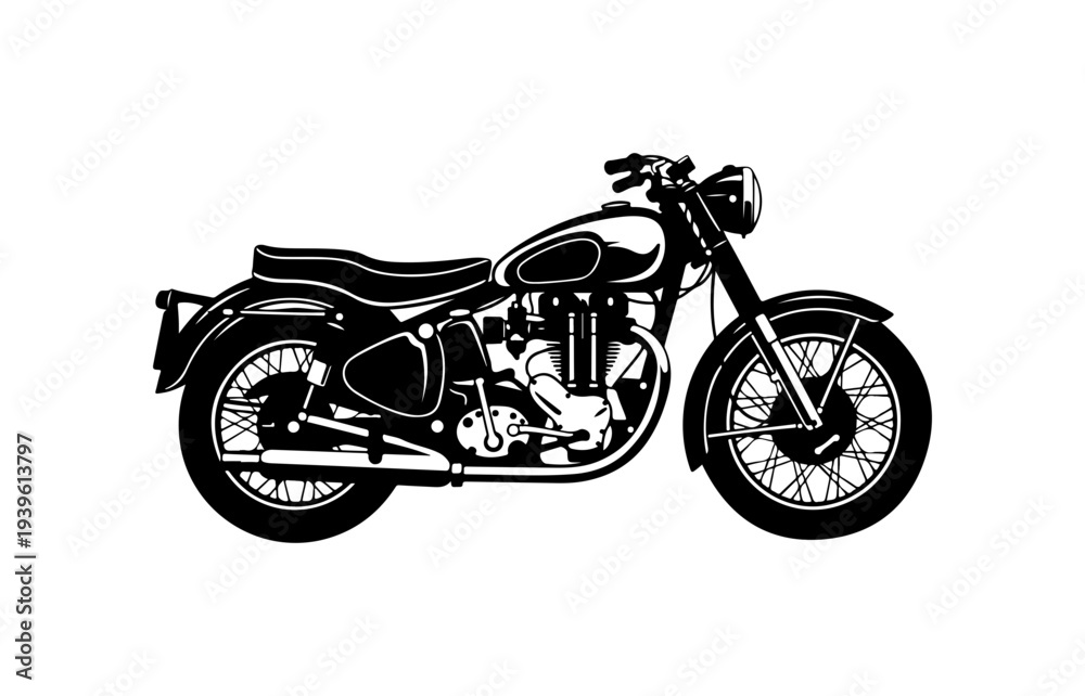 Obraz premium Vector motorcycle icon, black silhouette