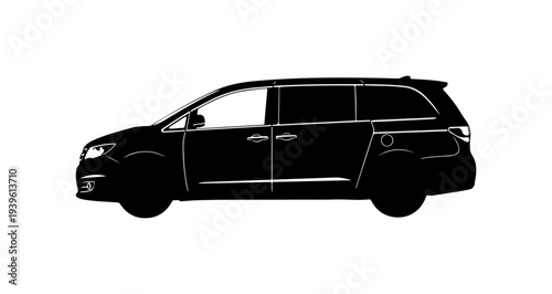 Vector silhouette of a minivan car