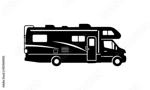 Vector motorhome icon, black silhouette