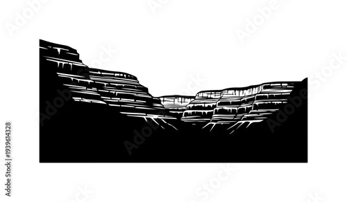 Vector illustration of a rocky cliff or canyon landscape