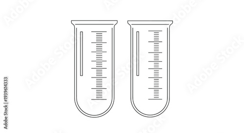 Two identical graduated test tubes shown as simple outlines on a white background for chemistry and laboratory measurements.