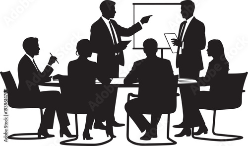 Business meeting in progress with presentation