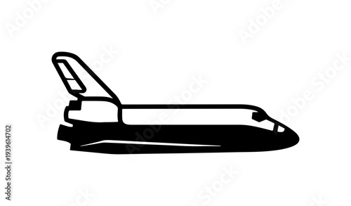 Vector space shuttle icon, black