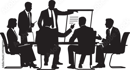 Business team discussing project in meeting room