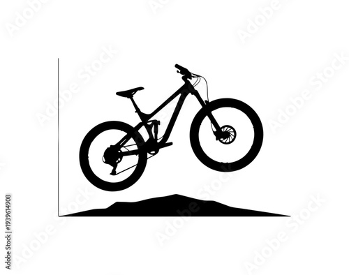 Black mountain bike silhouette vector