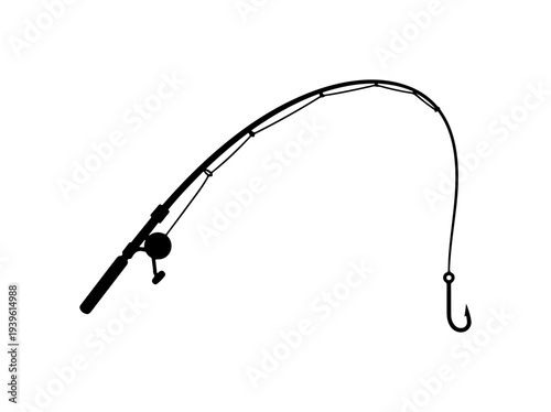 Vector fishing rod and hook icon