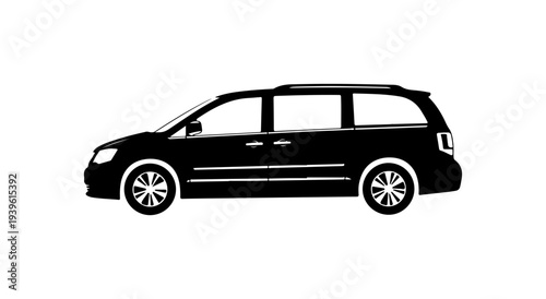 Vector black minivan silhouette, side view