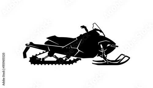 Black silhouette snowmobile vector illustration
