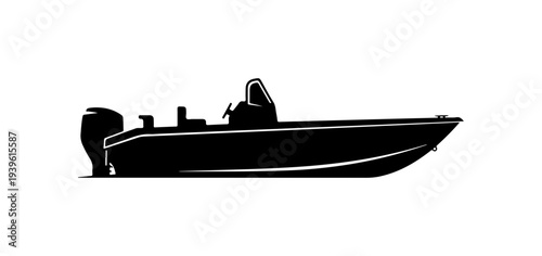 Vector silhouette of a motorboat on white background