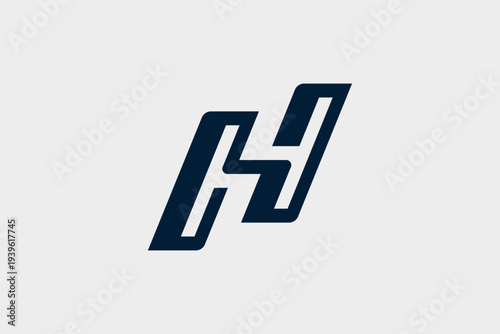 Modern lettermark H logo with angular geometric construction and sharp connected lines. A bold monogram symbol conveying technology, speed, and innovation, suitable for tech startups or digital brands