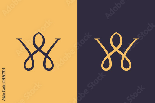 Elegant lettermark W logo with flowing curves and symmetrical form. A refined monogram symbol expressing luxury, style, and sophistication, ideal for fashion, jewelry, or premium lifestyle brands.