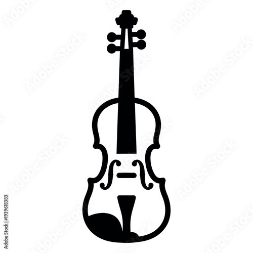 Black silhouette of a violin instrument music