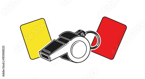 Referee whistle with yellow and red cards