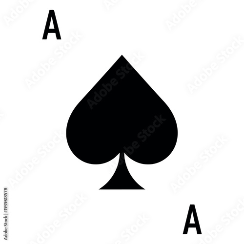 Black spade playing card suit symbol with A