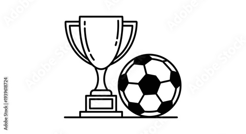Soccer trophy and ball illustration