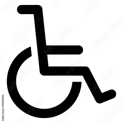 Black wheelchair on white background accessibility symbol sign
