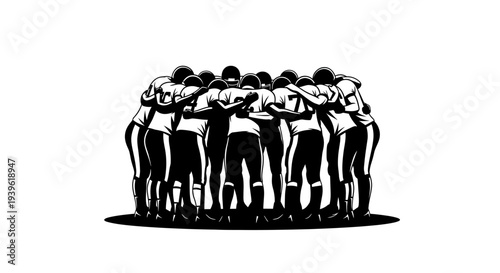A group of people standing in a circle with their arms around each other