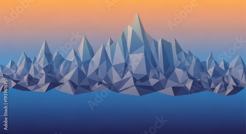 Majestic Iceberg with Sharp Peaks Floating in Ocean.