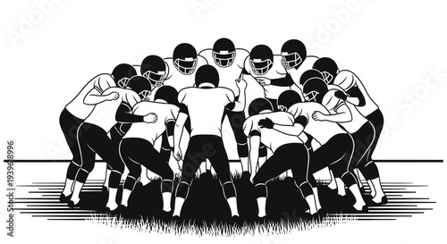 American football team huddle
