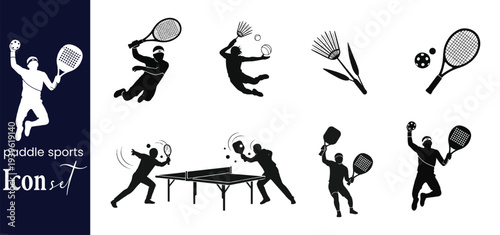 Padel and Racket Sports Silhouette Icon Set