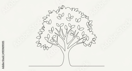 Elegant Hand-Drawn Tree Illustration with Detailed Branches.