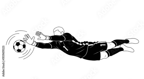 Soccer goalkeeper diving to save a ball