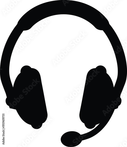 headset icon silhouette communication support vector design