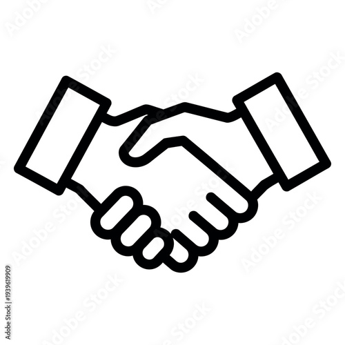 Minimal flat handshake in black white background