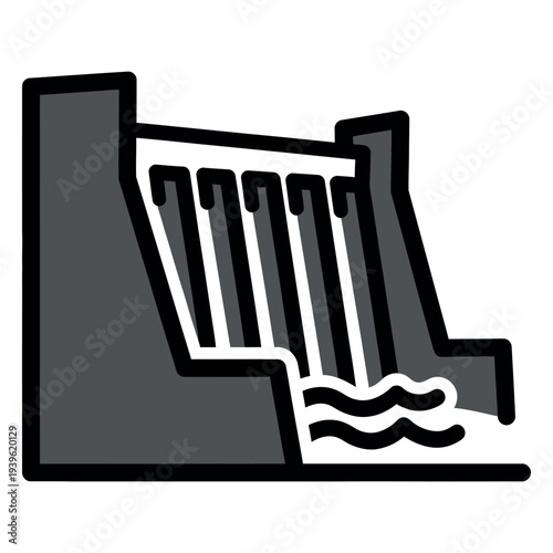 Minimal flat of a dam with water flowing out flat minimal hydroelectric dam river