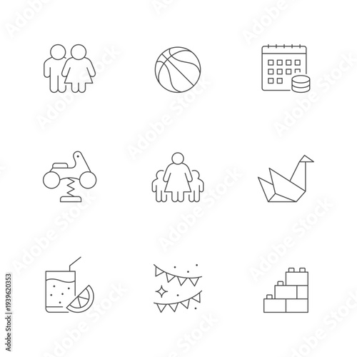 Set line icons of kindergarten