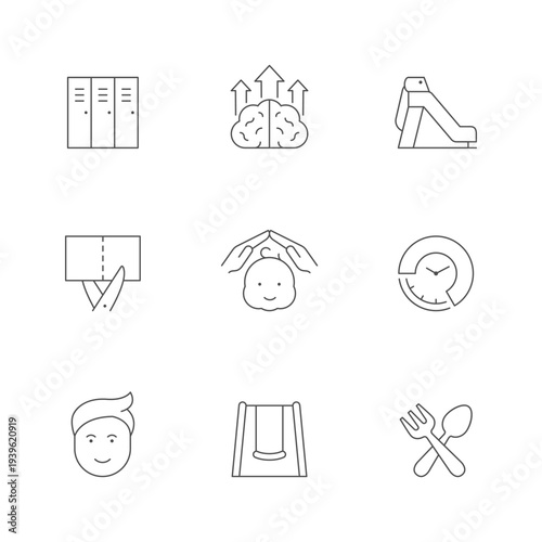 Set line icons of kindergarten