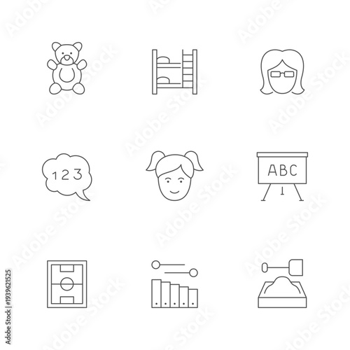 Set line icons of kindergarten