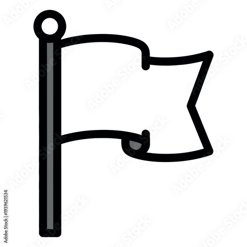 Black and white flag on a pole flag black and white flat minimalistic symbol sign