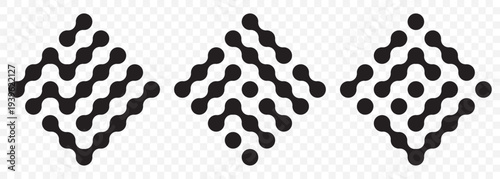 Pattern of Black metaballs isolated. Modern geometric shapes of liquid connected drops. Vector illustration. Abstract geometric figures of connected molecules  on transparent background. 