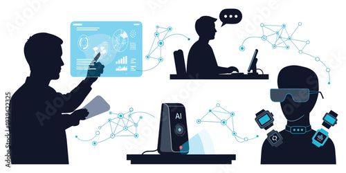 Artificial intelligence technology concept with human and digital interfaceArtificial intelligence technology concept with human and digital interface