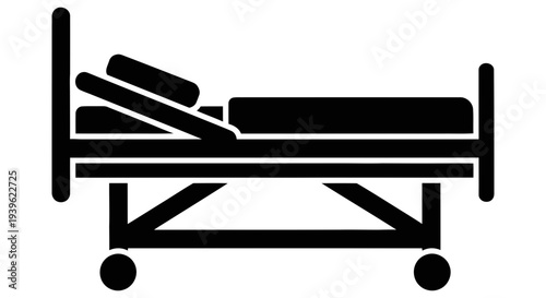 Hospital bed with adjustable headrest and footrest for patient comfort in a medical facility setting for healthcare and recovery