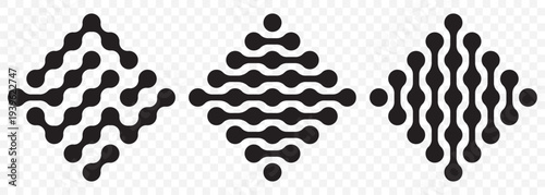 Diagonal metaball connected circles shape. Pattern of Bkack metaballs icon. Abstract nerve cell dots. vector illustration. Pattern of blue metaballs icon. vector illustration on transparent background