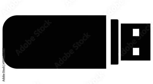 Simple black icon of a usb flash drive on a white background representing data storage and transfer technology