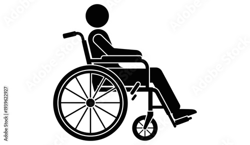 Person sitting comfortably in a wheelchair with a simple and clean design for accessibility and mobility purposes