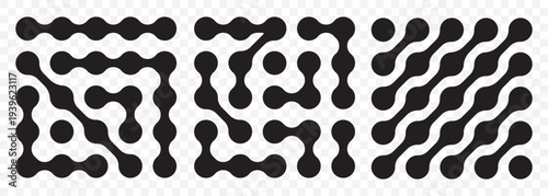 Metaball Vector Pattern. Vector Connect Circle Shapes with Geometric Dots. Connected Circle Dots Geometric Design. metaballs pattern on transparent background. EPS 10.